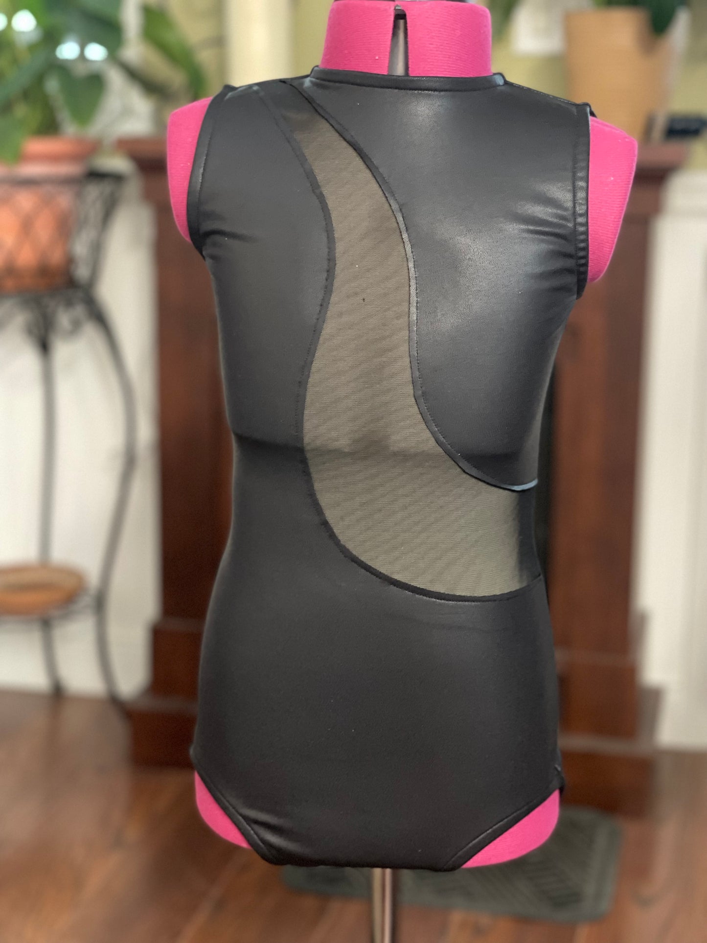 Size 10/12 Black Pleather Leotard